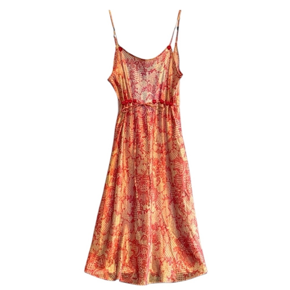 Adorable silk feel lace print slip dress with tie back and embroidered 💕 HEARTS